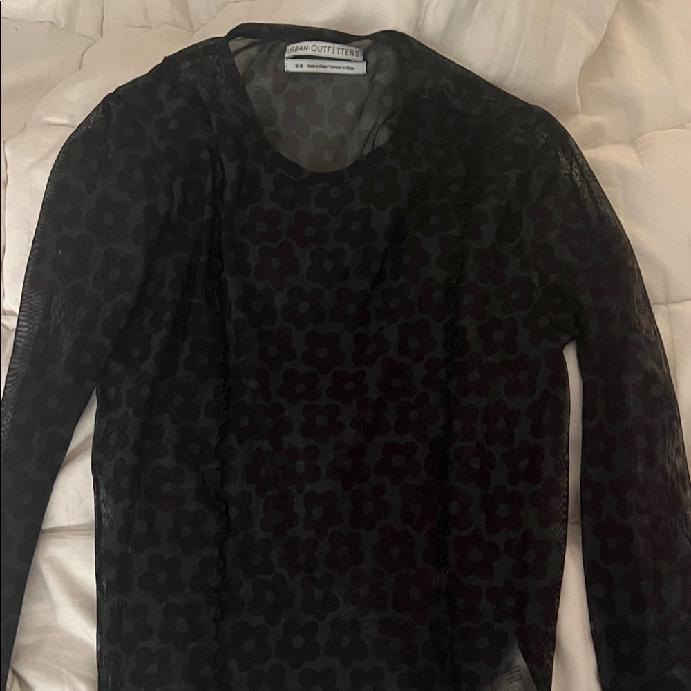 Urban Outfitters Sheer Black Floral Top